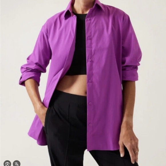 ATHLETA • Women’s NEW Oversized Poplin Top Jazzy Purple Button Up Size 3X - Picture 1 of 11